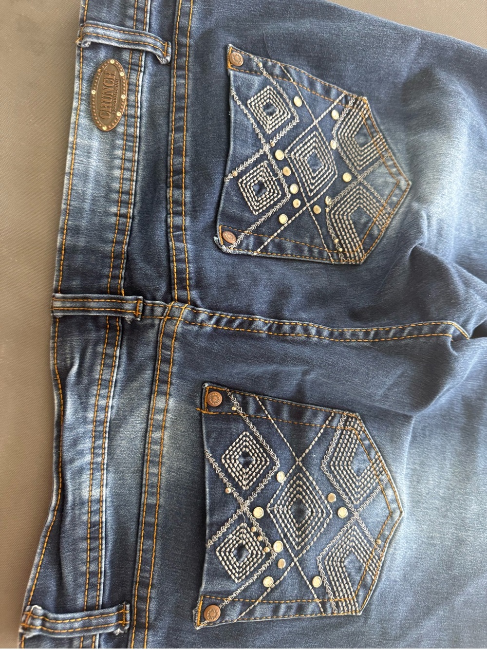 Embroidered Dark Blue Skinny Jeans - Women